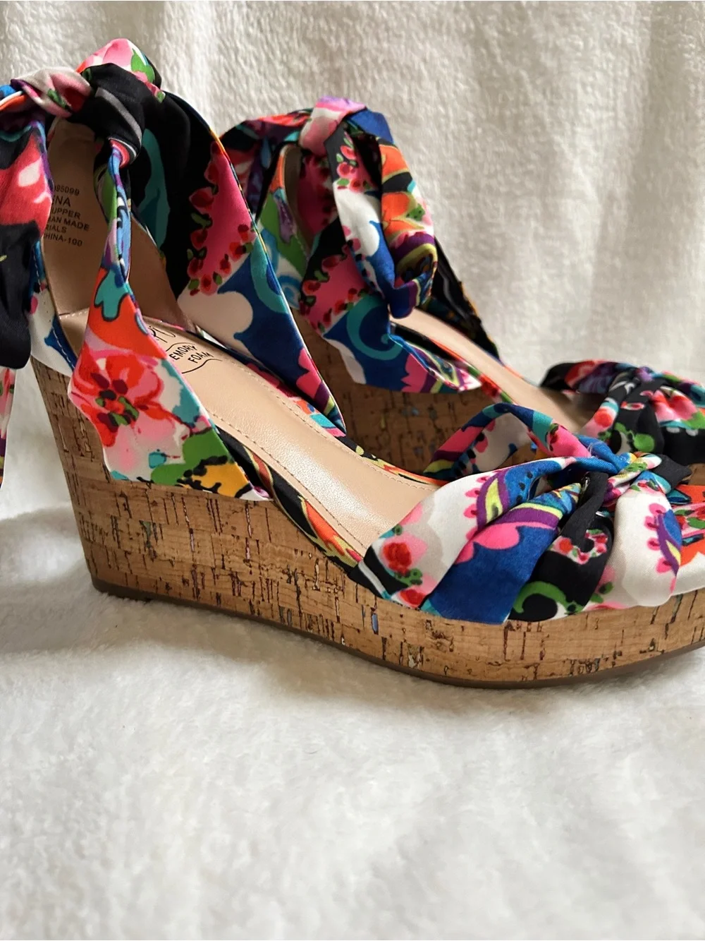 IMPO Multicolor Floral Tie-Ankle Heeled Sandals